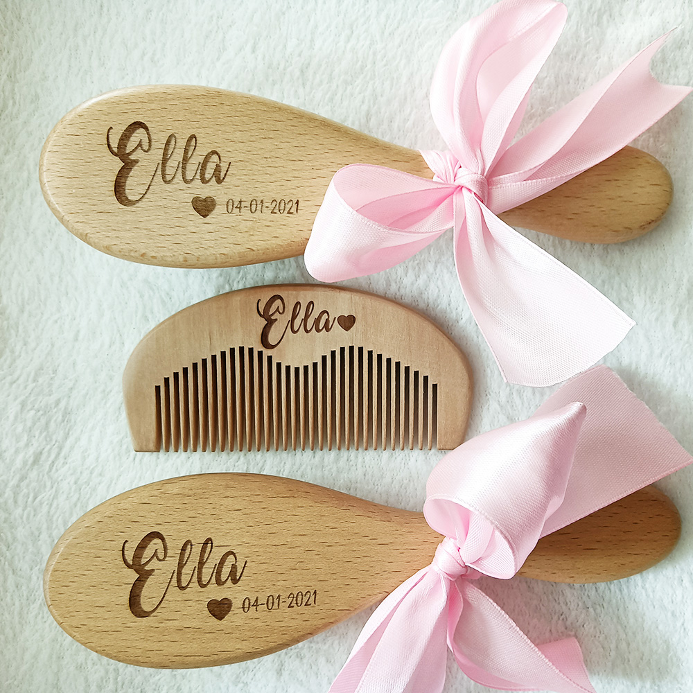 Hair Care Names - Custom ชื่อชุดว่ายน้ําเด็กหวี Baby Care แปรงผมขนสัตว์ธรรมชาติบริสุทธิ์หวีไม้ทารกแรกเกิดนวด Baby
