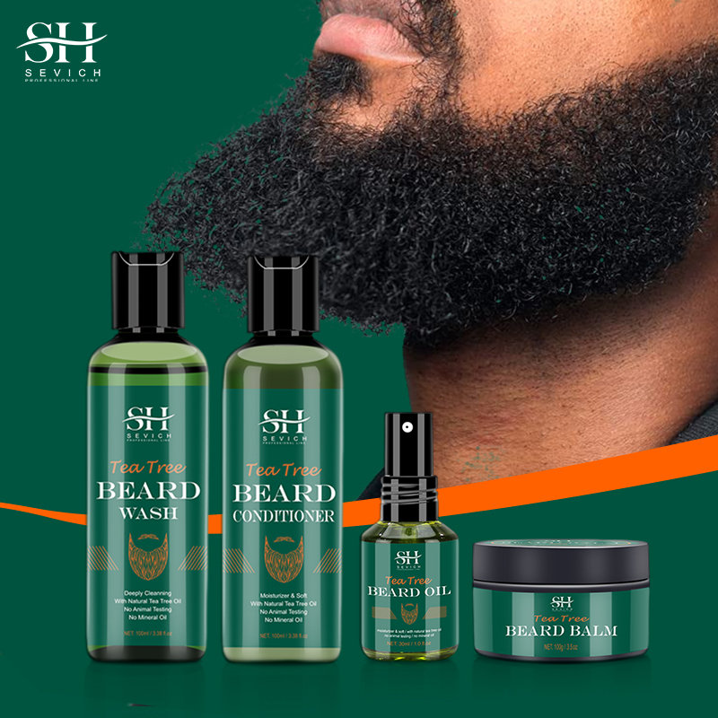 Hair Care Essence Oil - Sevich ชุดดูแลเคราต้นชาอย่างรวดเร็วและมีประสิทธิภาพการเจริญเติบโตของเคราและทำความสะอาดอ่อนโยนผิวนุ่มบำรุงเคราของผู้ชาย