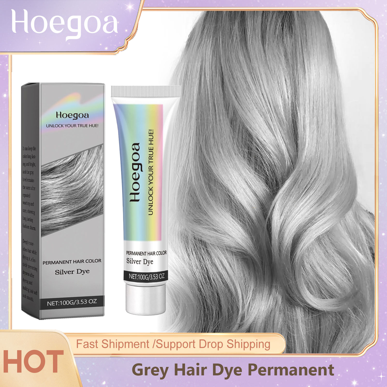 Hair Care Loreal - สีเทาย้อมผมถาวรจัดแต่งทรงผมสีผมขี้ผึ้งแชมพูแฟชั่นไม่มีความเสียหาย Quick Coloring Lasting Professional ครีมย้อมผม
