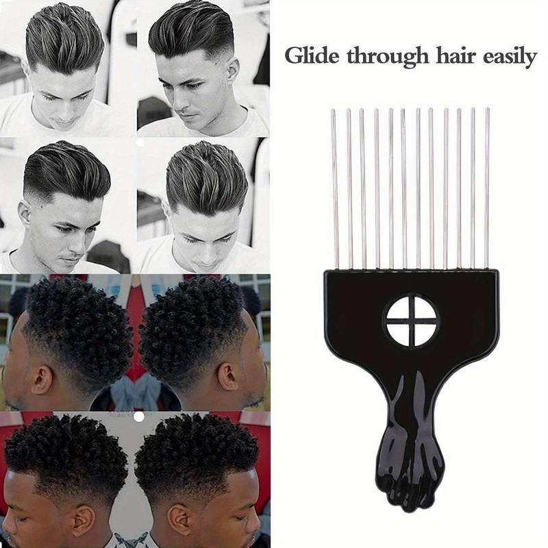 Afro Pick Comb - หวีโลหะแบบ Afro Pick 2 ชิ้น สำหรับผู้หญิงผู้ชาย