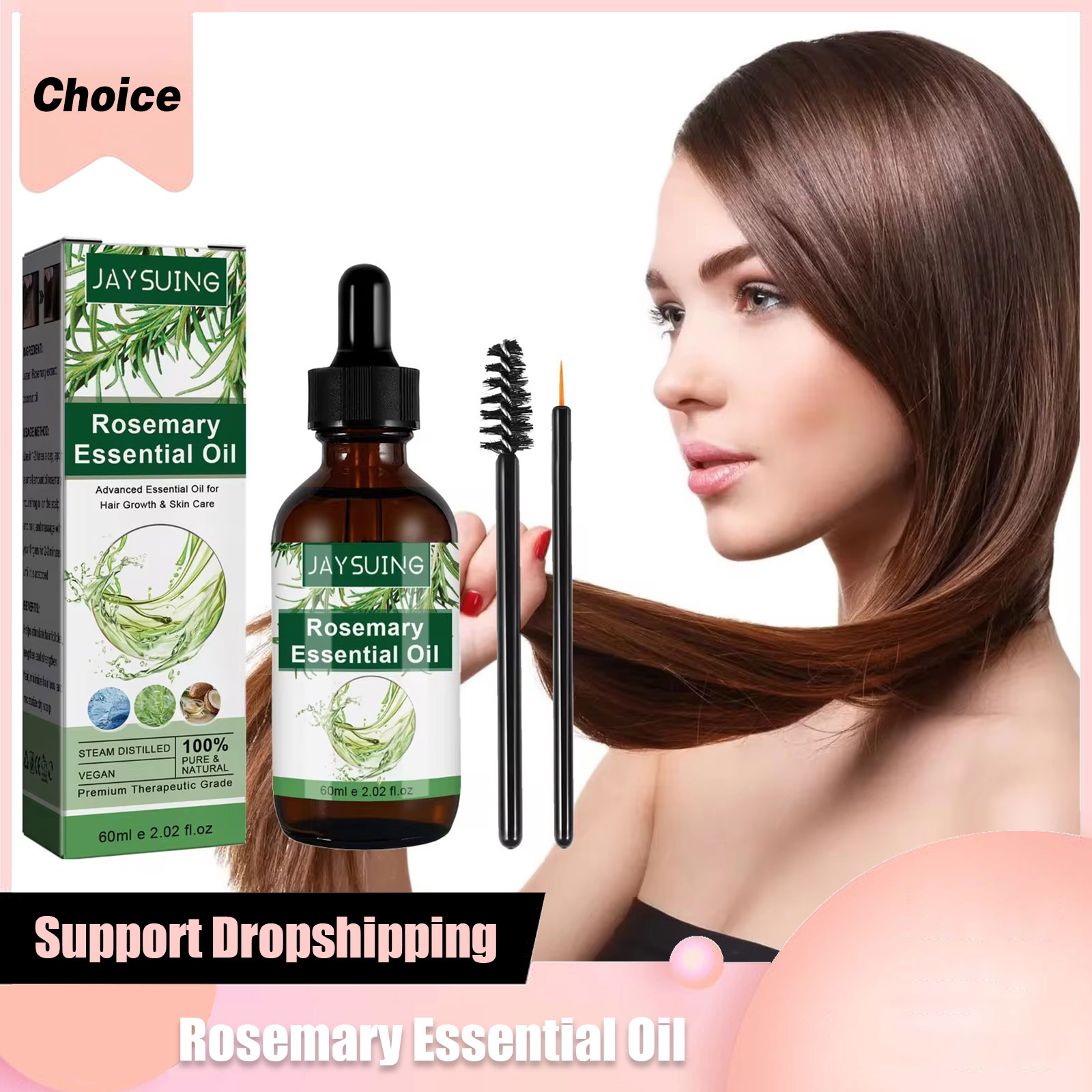 Rosemary Hair Oil - น้ํามันหอมระเหยโรสแมรี่สําหรับ Hair Growth Scalp Damage Treatment