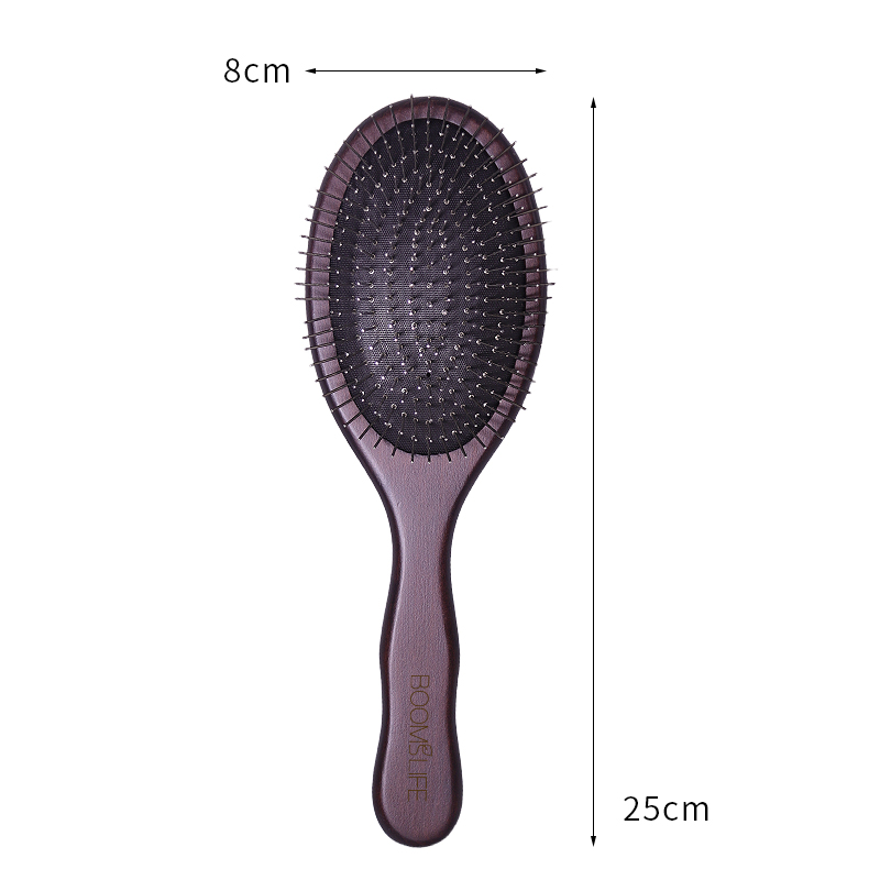 Hair Care Names - BOOMSLIF หวีไม้พร้อมเข็มโลหะสำหรับนวดหนังศีรษะและสางผม หวีสำหรับผู้หญิง เหมาะสำหรับผมหยิก หนา และยาว