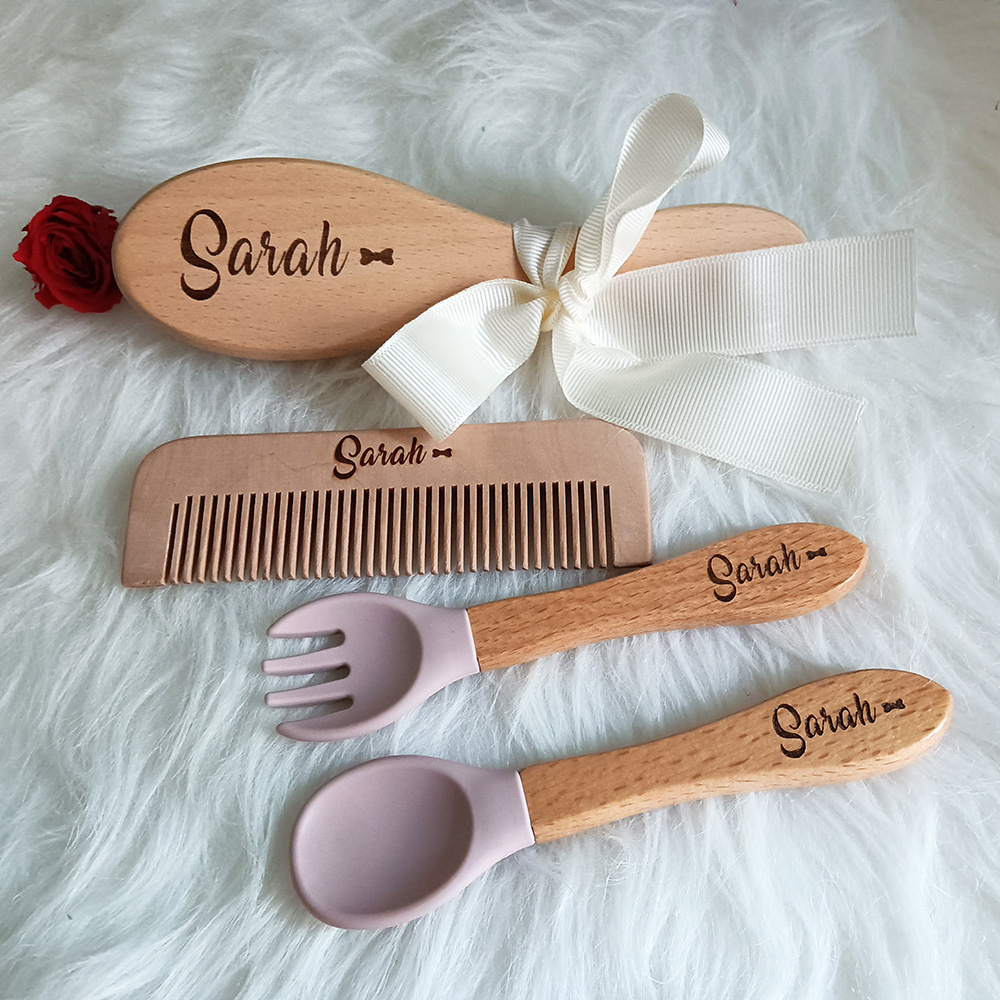 Hair Care Names - แปรงดูแลเส้นผมสำหรับเด็กทารกช้อนซิลิโคนอุปกรณ์ป้อนอาหารอุปกรณ์เสริมสำหรับทารกแรกเกิดการงอกของฟันของขวัญสำหรับแขก