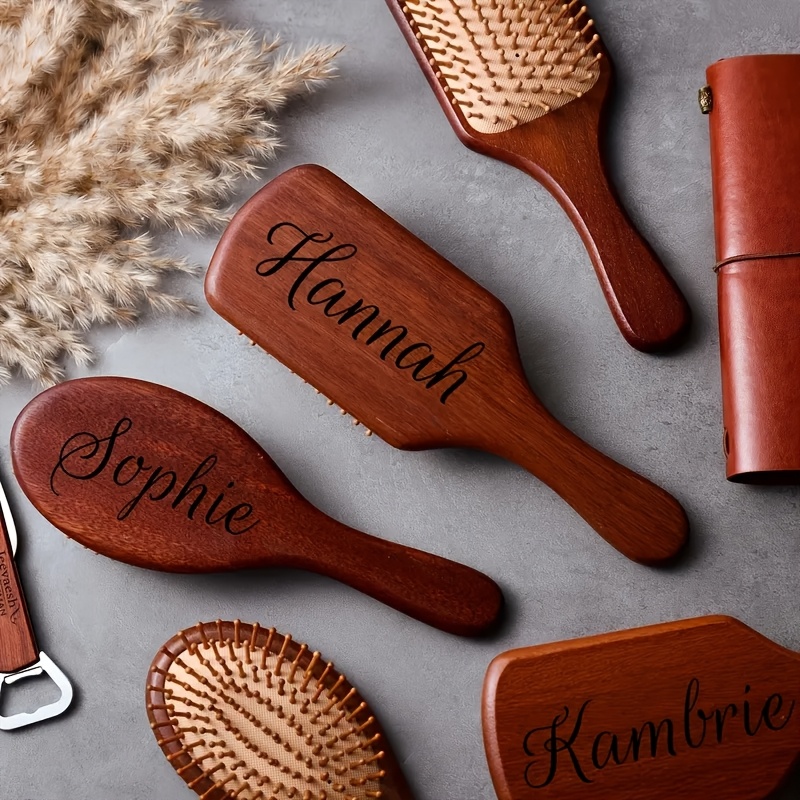 หวีผมไม้จันทน์ชื่อแกะสลัก - ขน - Hair Care Names บทวิจารณ์และราคา