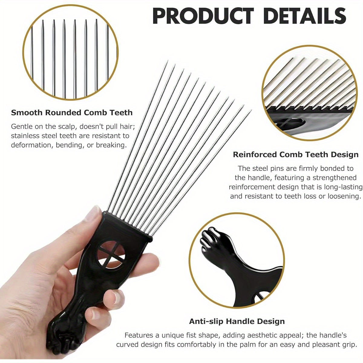 1 ชิ้นสแตนเลส Afro Hair Pick ช - Afro Pick Comb บทวิจารณ์และราคา